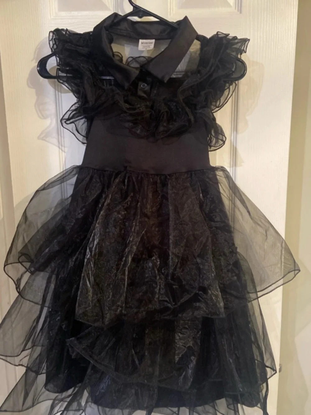 Wednesday Addams Costume Dress Girls Size M Black Ruffle Tulle Halloween Cosplay